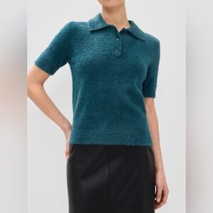 💥 NWT LE BOP Fuzzy Short Sleeve Polo Shirt Everglade Size S